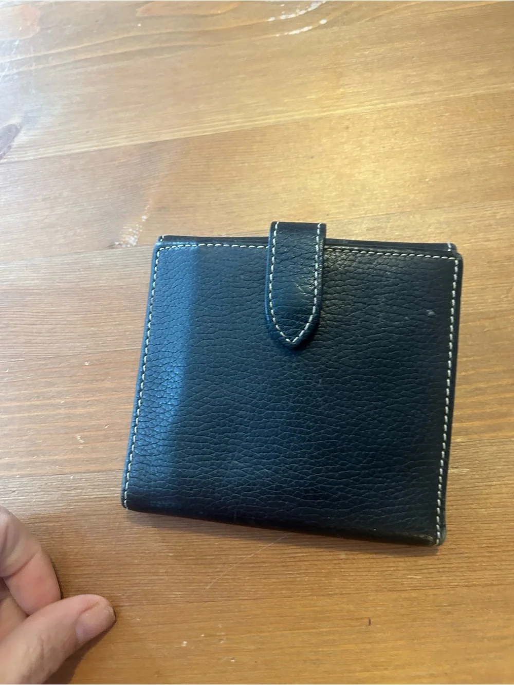 Dooney & Bourke Black Leather Fold Wallet with Logo Plaque